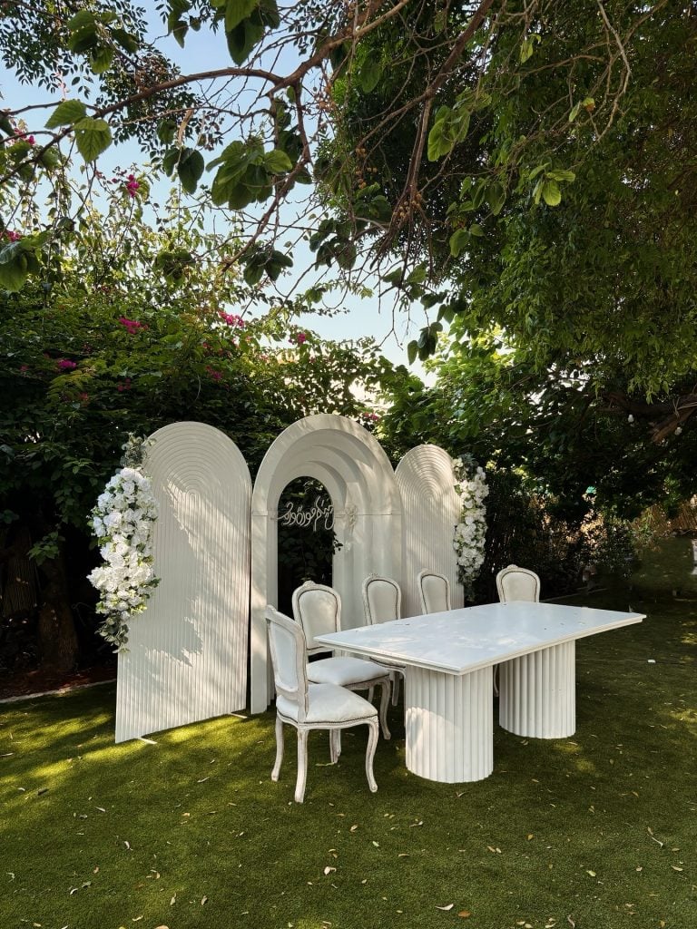 Stylish engagement in white